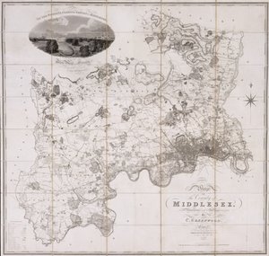 Middlesex megye térképe, megjelent 1819 (nyomtatott)